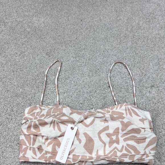 Olivaceous Top Women’s Beige White Cropped Sleeveless Size Small NWT - Picture 6 of 11